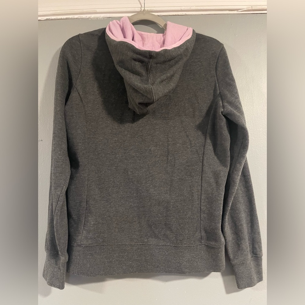 The North Face Hoodie Gray Purple Pullover Pockets Vertical Logo Size S - Picture 4 of 9